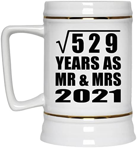 תכנן את השורש המרובע של 23 שנה לשורש של 529 שנים בתור MR & MRS 2021, 22oz Beer Stein Ceramic Tallard ספל