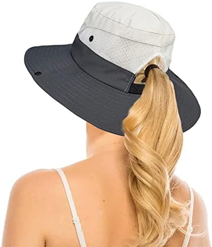 2 חתיכות כובע חוף שמש עם קוקו חור קיץ רחב שולי UV הגנה