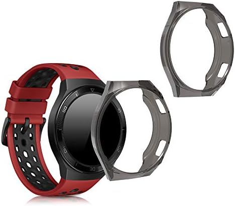 כיסוי מסגרת KWMobile תואם לשעון Huawei GT 2E - מארז סיליקון ברור - שחור/שקוף