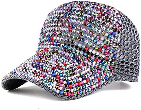 גברים נשים משובצות קריסטלים ריינסטון משובצים קוקו מתכוונן רשת בייסבול כובע מבריק כובע ספורט מזדמן כובע