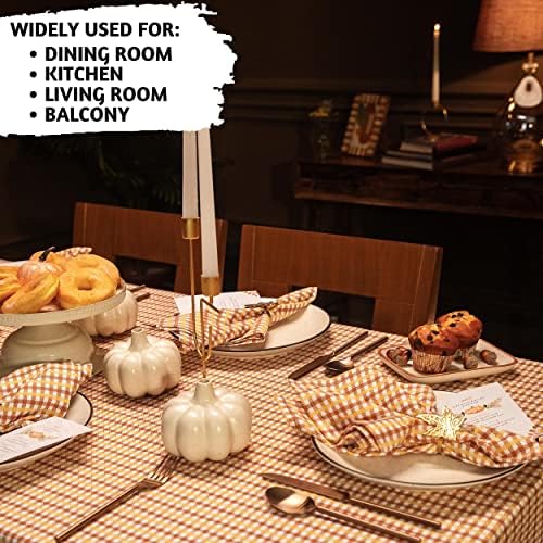 FOLKULTURE שולחן כותנה בד או כיסוי שולחן אוכל, מפת שולחן קמפינג, מפת שולחן משובצת לעיצוב ביתי, כיסוי שולחן