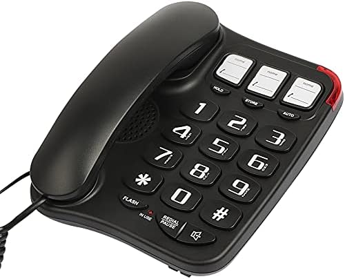 טלפון קווי כפתור גדול של כפתור גדול עם רמקול לקשישים קשישים, 3 זיכרון מגע אחד ו -10 זיכרון דו-מגעי תומך בחוגות