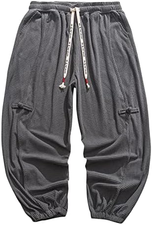 Miashui Boy 10 סתיו זכר וחורף מכנסיים רופפים בכיס צבע אחיד מכנסי רגל רחבים