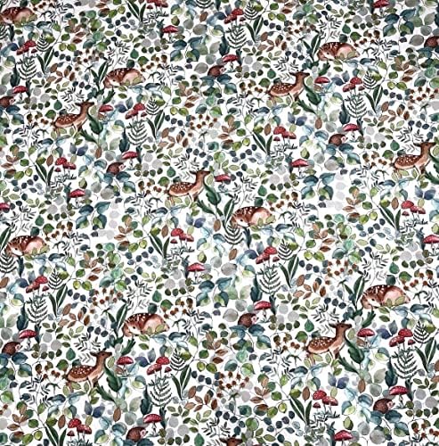 במבי צבי יער חיות כותנה בד על ידי מטרים מטרים בוטני תפירת חומר לחצר מטר בעלי החיים הדפסת טקסטיל ילדים חדר