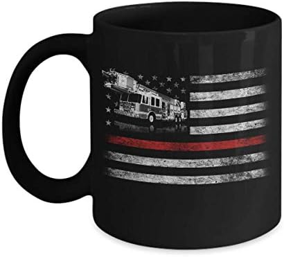 פטריוטית כבאי אמריקאי דגל דק אדום קו כבאי ספל קפה ספל 11 עוז קפה ספל