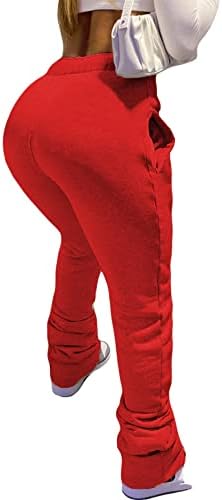 מכנסיים מוערמים לנשים מכנסי טרנינג מרופדים מכנסי טרנינג מרופדים מעבה אימון פעיל שלג פעילות