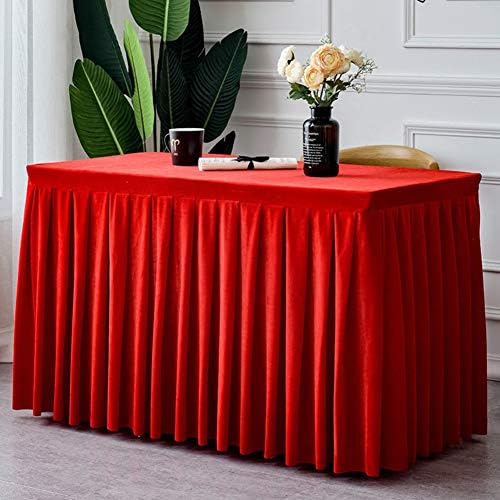כיסוי שולחן קפלים של יומאו לימי הולדת למסיבה מופע תערוכת פגישות שולחן מלבני, צבע מוצק קטיפה חצאית שולחן