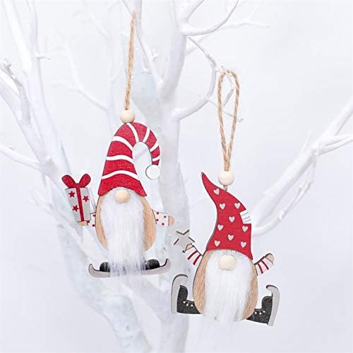 עץ חג המולד תלוי גמדי גמדי קטיפה קטיפה ערכות אמנות- 6 חלקים מעץ עץ עץ עץ בובה שוודית טומט קנומס לקישוטים