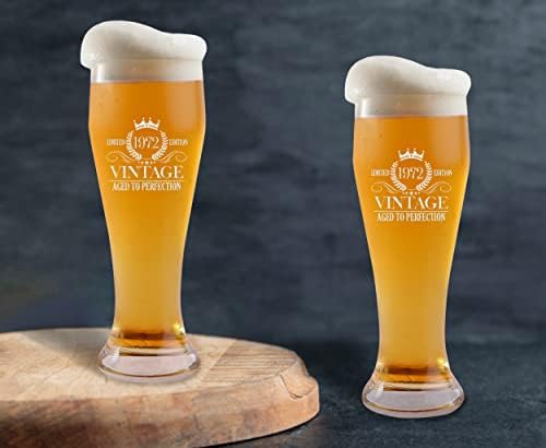 כוס בירה מותאמת אישית בסגנון וינטג ' הוסף את השנה שלך כוסות פילסנר חרוטות יום הולדת יום השנה ליום האהבה 16 עוז
