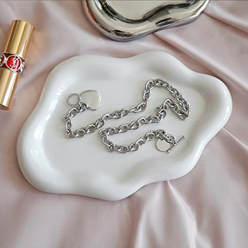 תכשיטי צלחת תכשיט מגש לנשים, טבעת צלחת מחזיק, ייחודי ענן צורת קרמיקה צלחת חמוד דברים יהירות