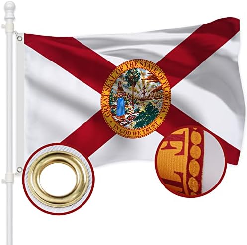 דגל מדינת פלורידה פלאגווין 3 על 5 חיצוני תוצרת ארצות הברית-דגלי מדינת פלורידה רקומים מפוליאסטר כבד