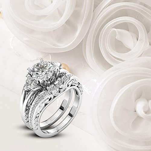 טבעות נשים אופנה מעוקב זירקוניה טבעת נישואין יצירתית ניתנת לערימה מדומה, אביזרי טבעת אירוסין