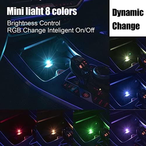 Uyye 8 צבעים בהירות מתכווננת מיני נורית LED USB, אביזרי מכוניות אור USB תאורת לילה RGB LED תאורת מקורה