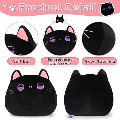 כותנה כוכב שחור חתול ממולא בעלי החיים, 12 אינץ חמוד שחור חתול קטיפה רך כרית משוקלל ממולא בעלי חיים שחור חתול קטיפה