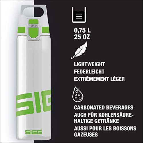 Sigg - סהכ בקבוק מים צלול ירוק - מכסה אחד המוחלט על דליפת דליפה - קל משקל - בקבוק מים טריטן - בטוח למים מוגזים