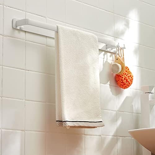 מעקה מגבת ללא מגבת קידוח מחזיק מגבת לבן עם קיר וו רכוב דבק עצמי למטבח אמבטיה, 40 סמ