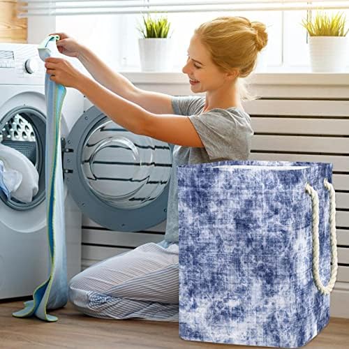 צבעי מים כחול לבן בד כביסה סל אחסון שקיות מובנה רירית עם נתיק סוגריים מתקפל כביסת עבור צעצועי בגדי