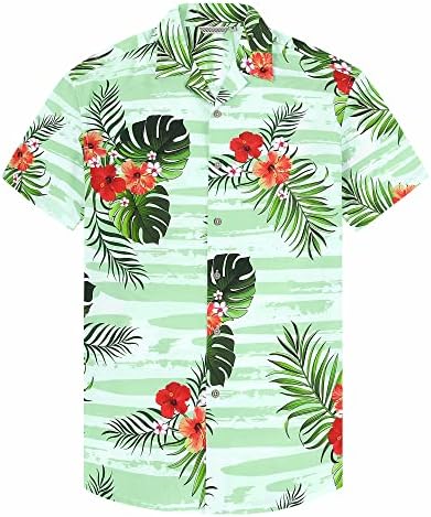 חולצות דמיפו הוואי לגברים שרוול קצר חולצת חוף אלוהה חוף פרחוני כפתור מזדמן פרחוני למטה חולצות