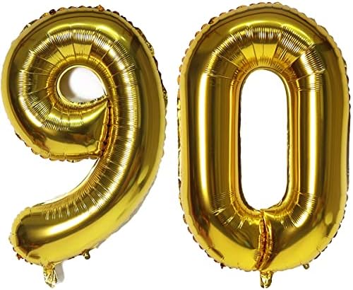 40 אינץ '90 מספרי בלונים זהב הליום מספר 90 בלונים איטום עצמי לקישוטי יום הולדת ועיצוב מסיבת יום השנה