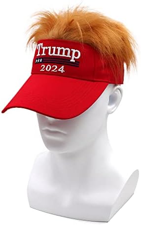 טראמפ כובע דונלד טראמפ 2024 כובע עם שיער להפוך אמריקה נהדר שוב כובע למבוגרים רקום אולטרה מגע מתכוונן