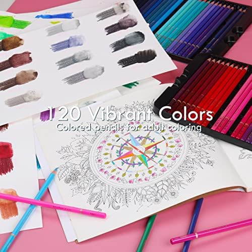 קלור מקצועי בצבעי מים, סט של 120 צבעים, עם שני מברשת, ממוספר ועמידות אור,מים-מסיס בצבע עפרונות למבוגרים צביעת