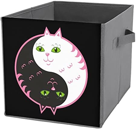 חמוד חתולים יין יאנג גדול קוביות אחסון פחי מתקפל בד אחסון תיבת ארון מארגני עבור מדפים