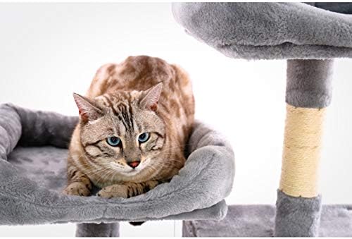 קאנג-ל 57.08 אינץ ' עץ חתול רב מפלסי לחתולים גדולים עם מוטות נעימים דירת עץ חתול מגדל חתול יציב דירת חתול בית