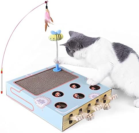 צעצועי חתול אינטראקטיביים של Augegel, צעצועי העשרה לחתולים מקורה, צועקים צעצוע שומה עם כרית