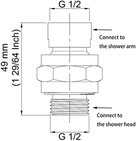 מתאם כדור מסתובב ראש מקלחת, ZESE 1PCS מתכוונן מתאם תוסף זרוע מקלחת אוניברסלי