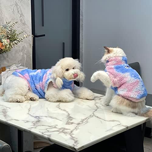 סוודר צבע עניבה לכלבים לכלבים וחתולים קטנים העשויים בעור ידידותי לנשימה רכה נושמת בד פליס שמרו על