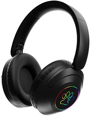 אוזניות אלחוטיות של Qonioi - Bluetooth מעל אוזניות אוזניים, אורות 7 צבעים מוארים עם אוזניות חביון נמוך