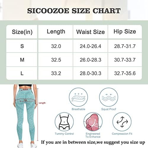 SICOOZOE נשים הרמת חותלות אימון, בקרת בטן מותניים גבוהה מכנסי יוגה חלקים חלקים עם סקוואט חדר כושר טייץ