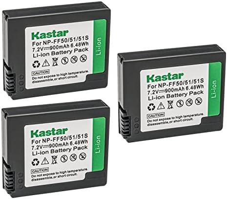 Kastar NP-FF50 סוללה החלפת 3 חבילות לסוני NP-FF50, NP-FF51, NP-FF51S סוללה, Sony DCR-HC1000, DCR-HC1000E,