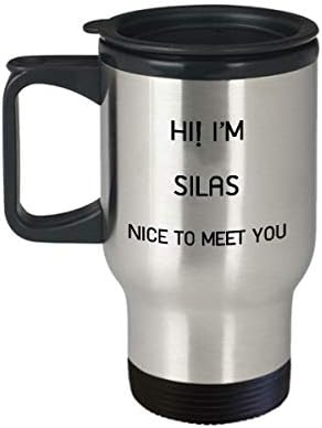 אני סילאס ספל נסיעות שם ייחודי מתנת כוס מתנה לגברים נשים 14oz נירוסטה