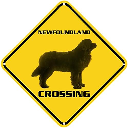 ניופאונדלנד כלב מעבר אזהרת סימן ניופאונדלנד כלב סימן בעלי החיים קיר תפאורה לבית בית חווה חצר כביש באיכות