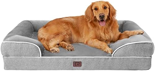 מיטת כלב עם צדדים, עמיד למים אורטופדי כלב מיטות לכלבים גדולים במיוחד, החלקה תחתון וביצה-ארגז קצף גדול