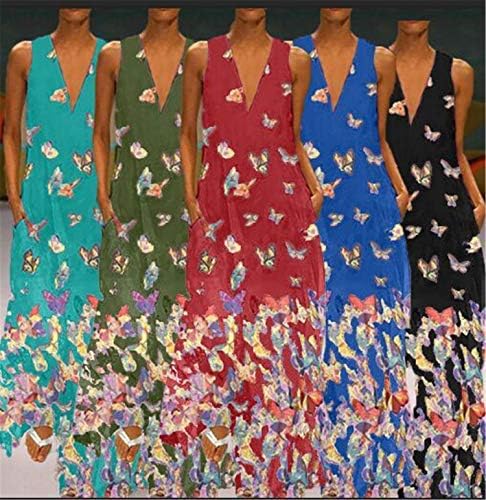 Andongnywell נשים הדפס פרחוני מסיבת פרפר שמלת מקסי פרפר שמלות ארוכות