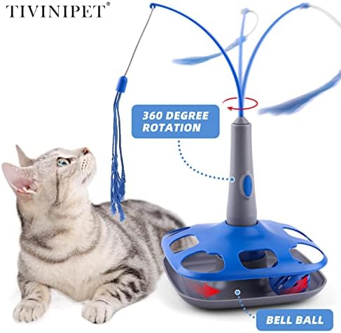 כדור תנועה חשמלי של Tivinipet וצעצוע חתול טיזר ציצים, 2 ב -1 משחק עצמי אוטומטי משחק צעצוע חתול אינטראקטיבי, פעילות