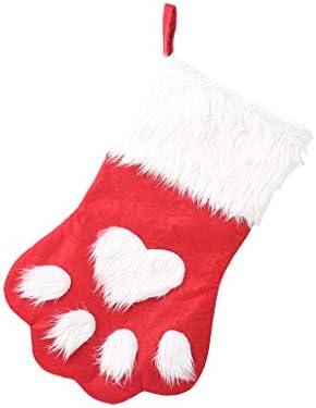 קישוטי חיות מחמד מתנה גרביים אפורות תלויים תיק אדום לחג המולד לחג המולד לחג המולד. קישוט יום הולדת לעיצוב