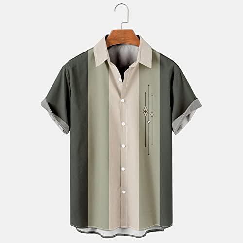חולצות וינטג 'לגברים כפתור מזדמן למטה חולצות באולינג 50s סגנון רוקבילי סגנון שרוול קצר מתאים לחולצות