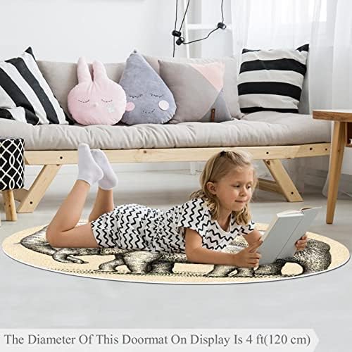 שטיחים באזור לחדר שינה, שטיח רך ועבה ומפואר ללא החלקה לחדר לתינוקות, משתלת שטיח תפאורה מודרני 5.2ft, ציור פיל אם