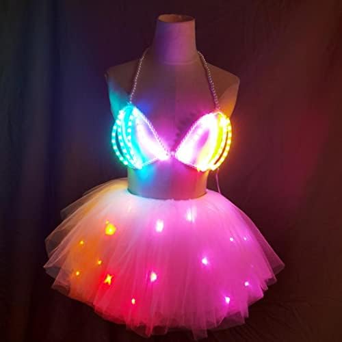 נשים טול טוטו חצאיות, חצאית בועת בלט, תלבושת נלהבת של שמלת דיסקו עם LED מוזיקת ​​סנכרון חכם