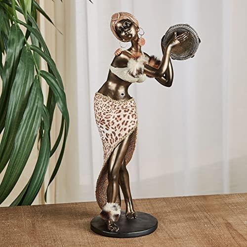 מגע של כיתה זילה אישה אפריקאית פסל שולחן ריקודים ברונזה 7.5 ברוחב x 5 בעומק x 15 בגובה