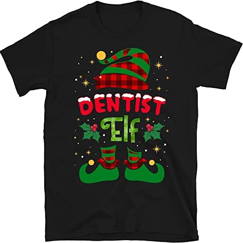 חולצת טריקו של רופא שיניים סנטה, חולצת חג המולד של רופא שיניים, טי שיניים לחג המולד, חולצות רופאי