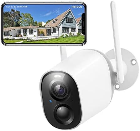 מצלמת אבטחה אלחוטית NetVue חיצונית חיצונית, מצלמות מעקב המופעלות על סוללות נטענות לאבטחת בית, איתור AI חכם, IP66