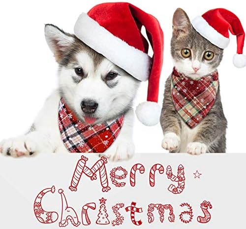 רויסיטה 6 חבילה באפלו משובץ כלב בנדנות חג המולד משולש לחיות מחמד ליקוק מטפחת לחיות מחמד תלבושות אביזרי