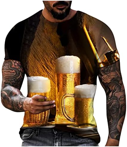 חולצות לגברים קצר שרוולים חולצה אוקטוברפסט 3 ד בירה הדפסת עגול צוואר טיז סווטשירט סוודר חולצות חולצה למעלה