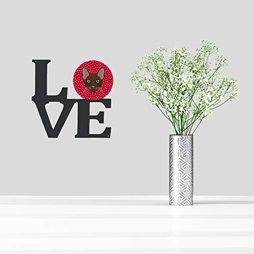 אוצרות קרולין5120וואלב הוואנה חום חתול אהבה מתכת קיר יצירות אמנות אהבה, אדום,