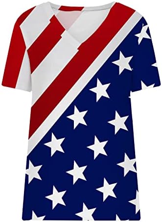חולצת דגל אמריקאית לנשים חולצות קיץ בכושר רופף 4 ביולי 2023 חולצות גרפיות