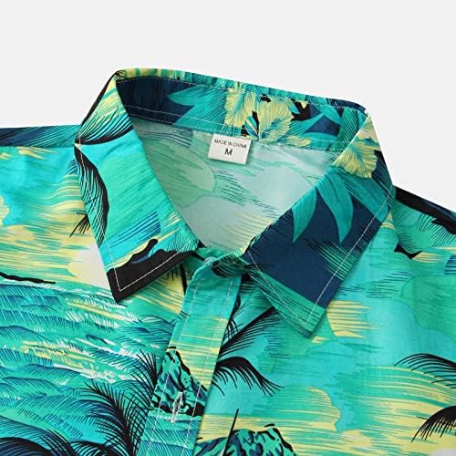 חולצת טי ארוכה של גברים קיץ זכר הקיץ הוואי חוף עץ עץ חולצת הדפס שרוול קצר פונה למטה מתנות חולצת כפתור